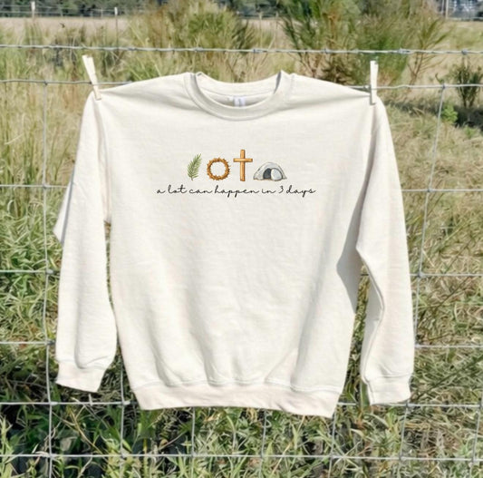 **DEAL OF THE DAY** A Lot Can Happen In 3 Days Sand Sweatshirt