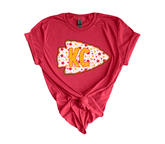 **DEAL PRICE** KC Arrowhead Grunge Stars Heather Red Tee
