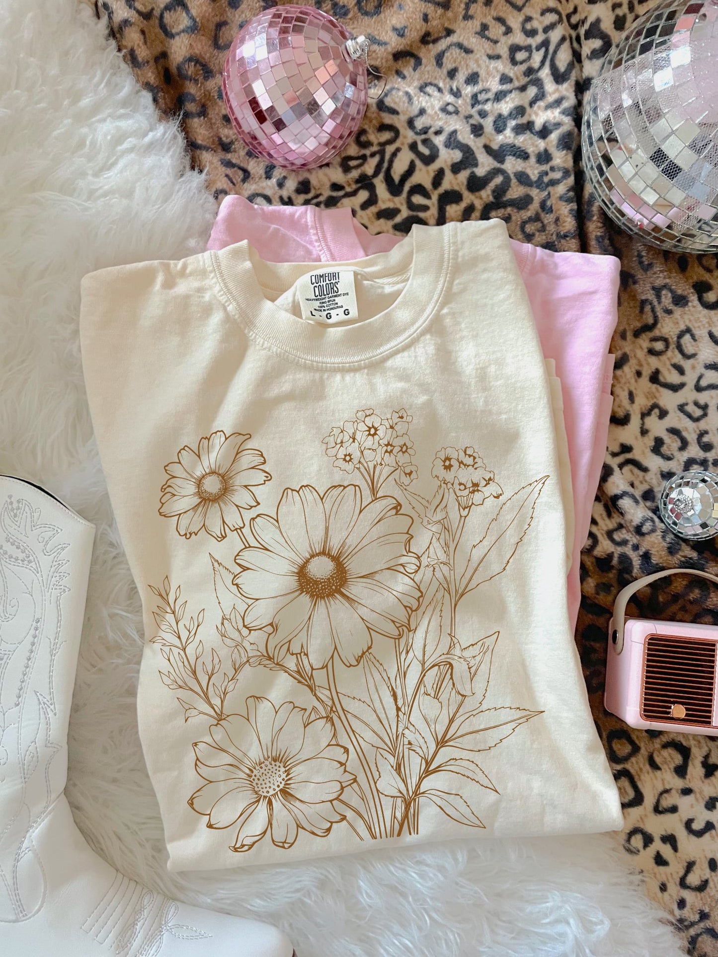 Golden Sunflowers Ivory Tee