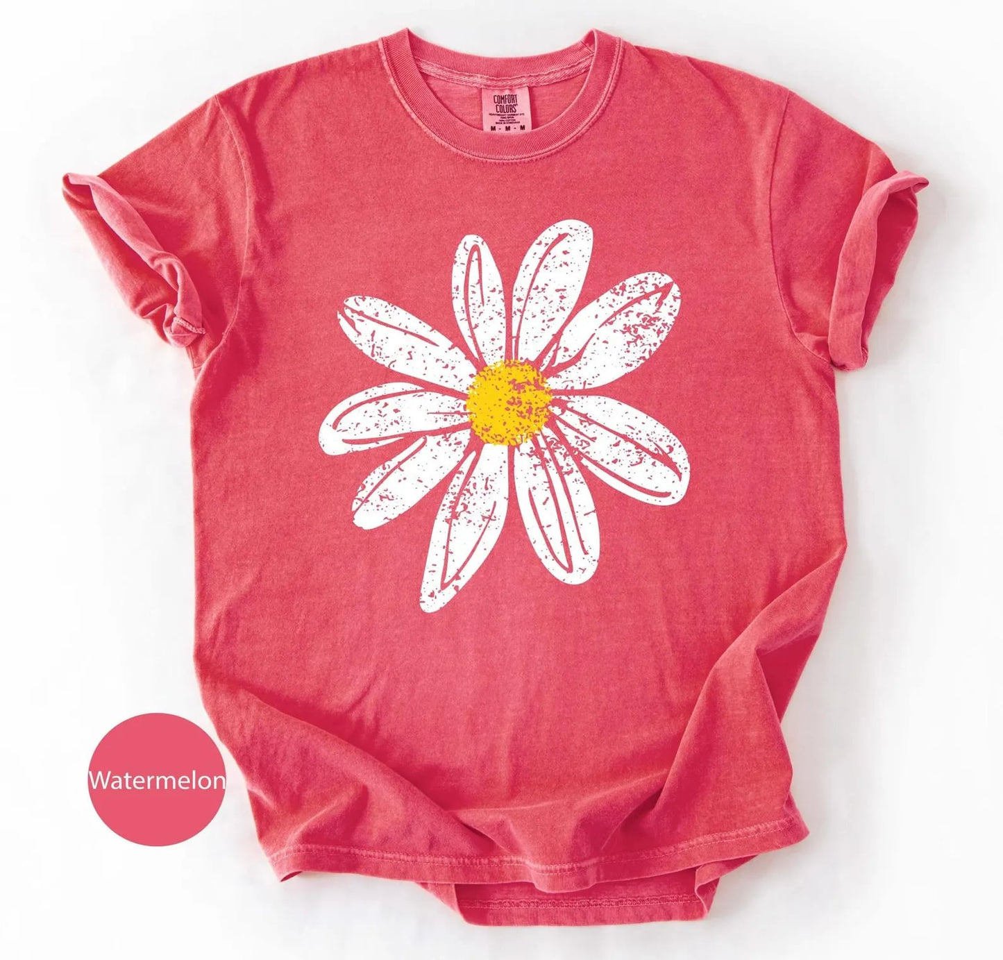 Distressed Summer Daisy Watermelon Tee