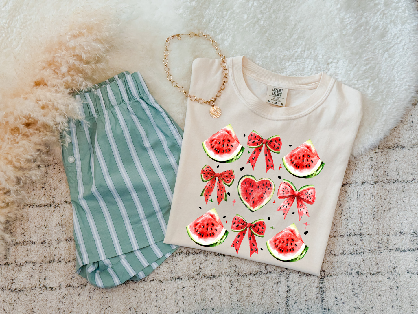 **DEAL PRICE** Watermelon Bows Ivory Tee/Tank Option