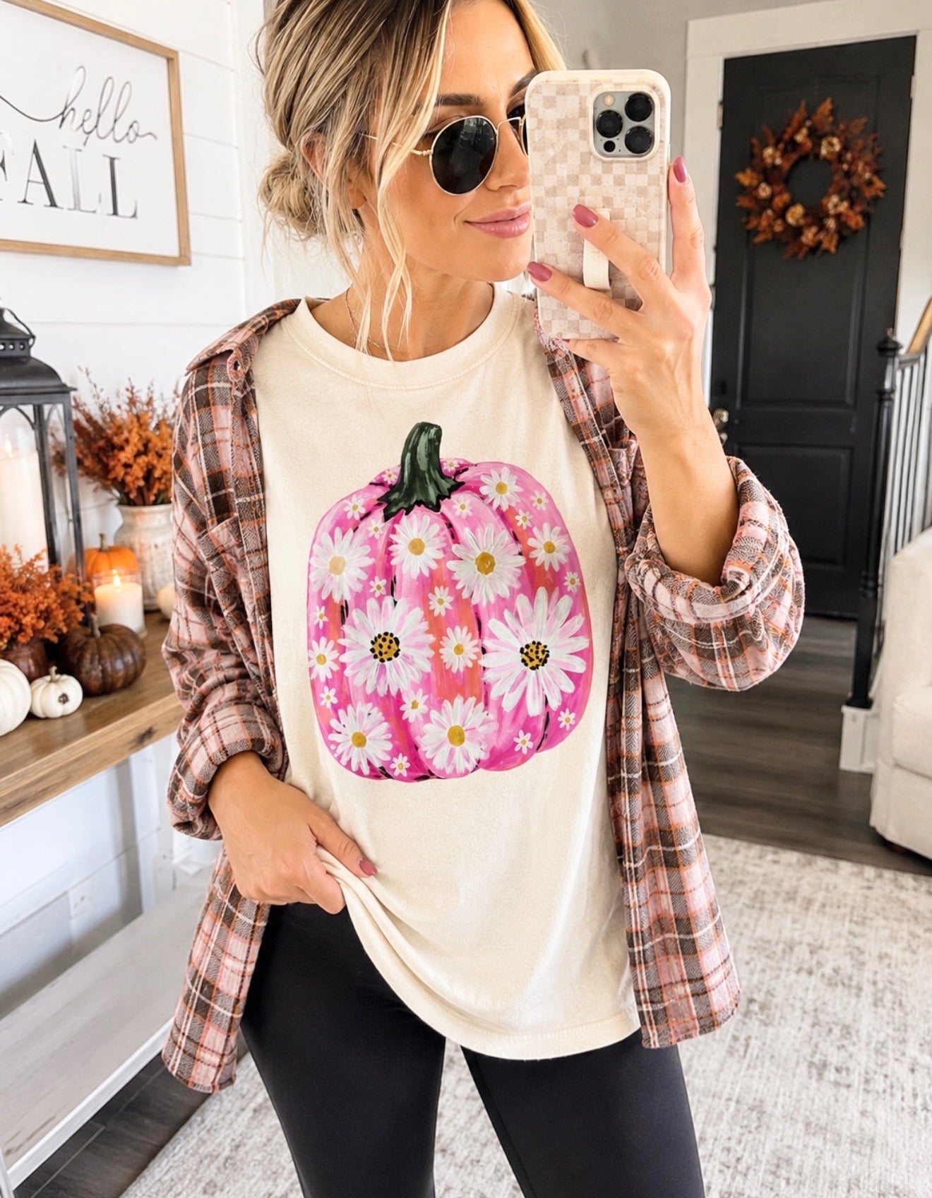 **DEAL OF THE DAY** Pink Pumpkin & Sunflowers Ivory Tee