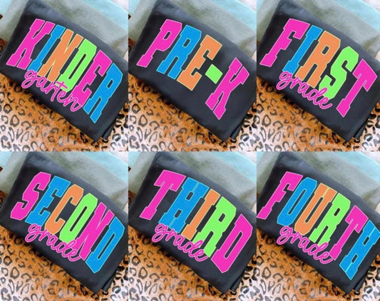 **BACK TO SCHOOL** Colorful Grade Black Tee