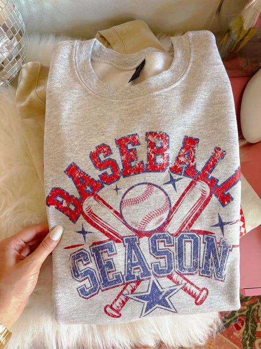 Baseball Season Crossed Bats Ash Sweatshirt