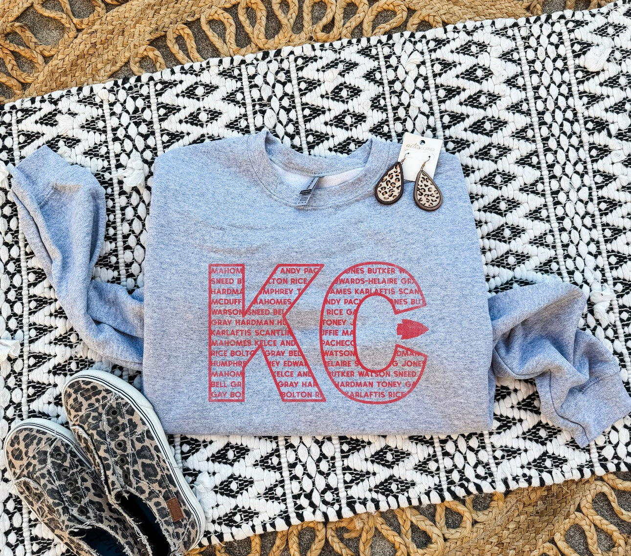 KC Names Red Print Sports Grey Sweatshirt
