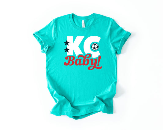 White KC Baby Teal Tee