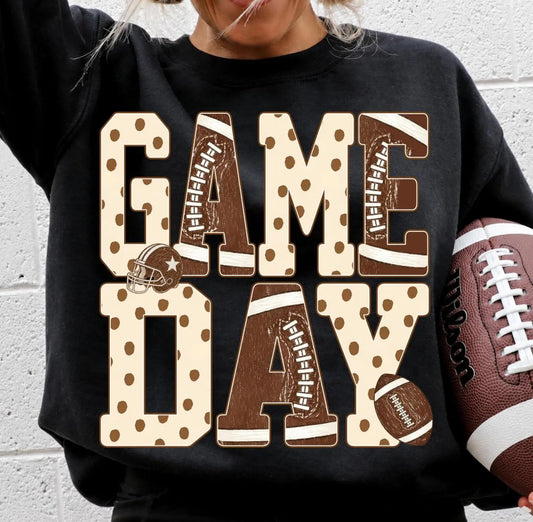 Football Pattern Game Day Black Sweatshirt