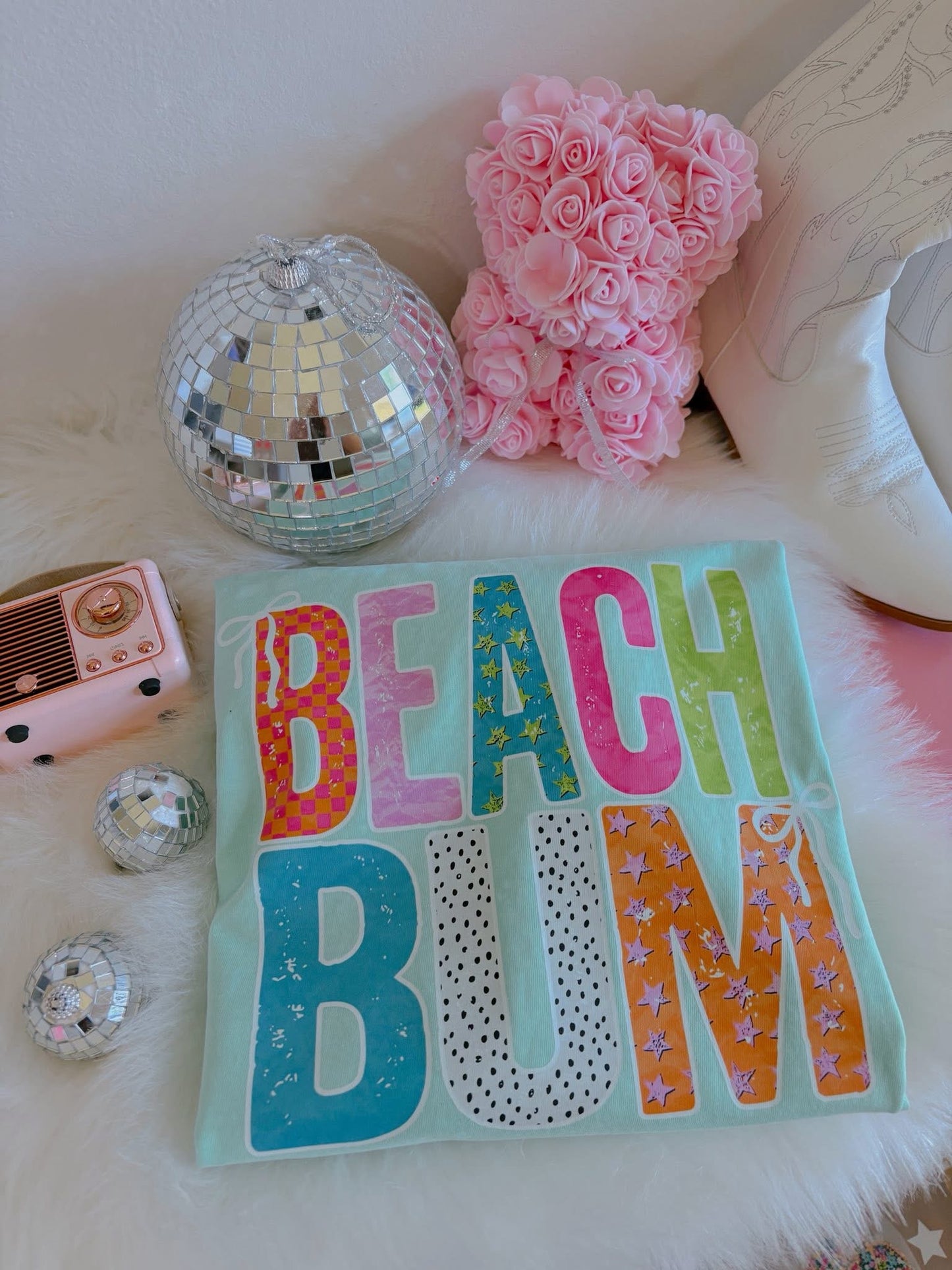 Stars & Checkered Beach Bum Chalky Mint Tee