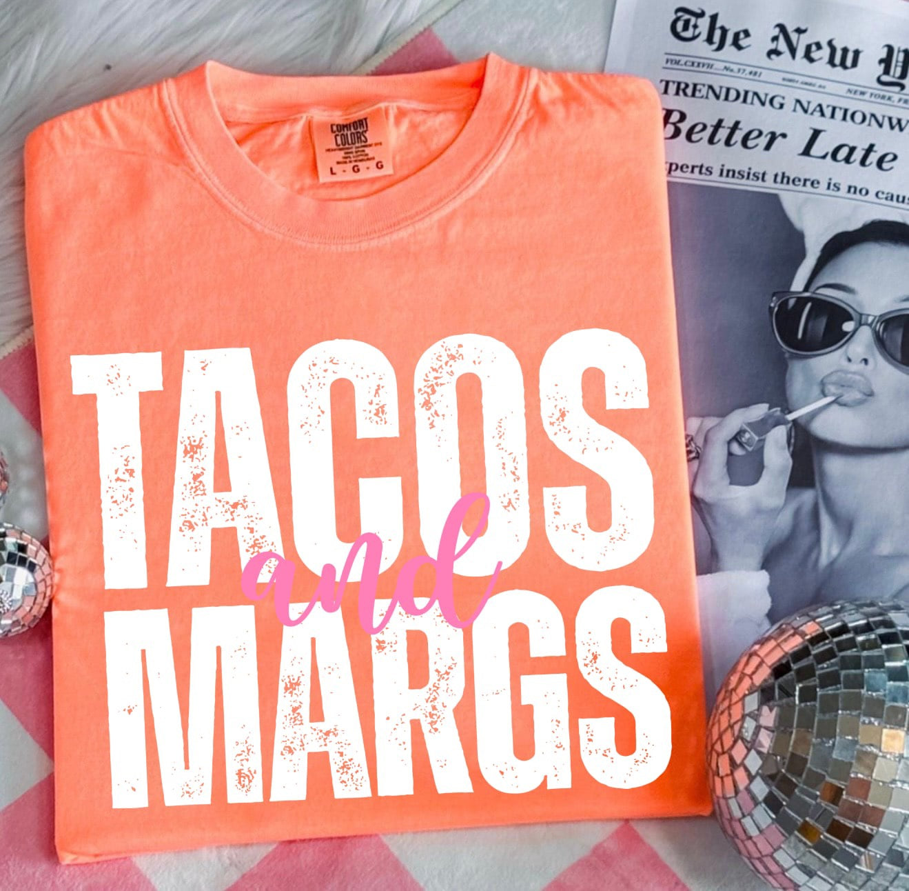 Taco & Margs Neon Cantaloupe Tee