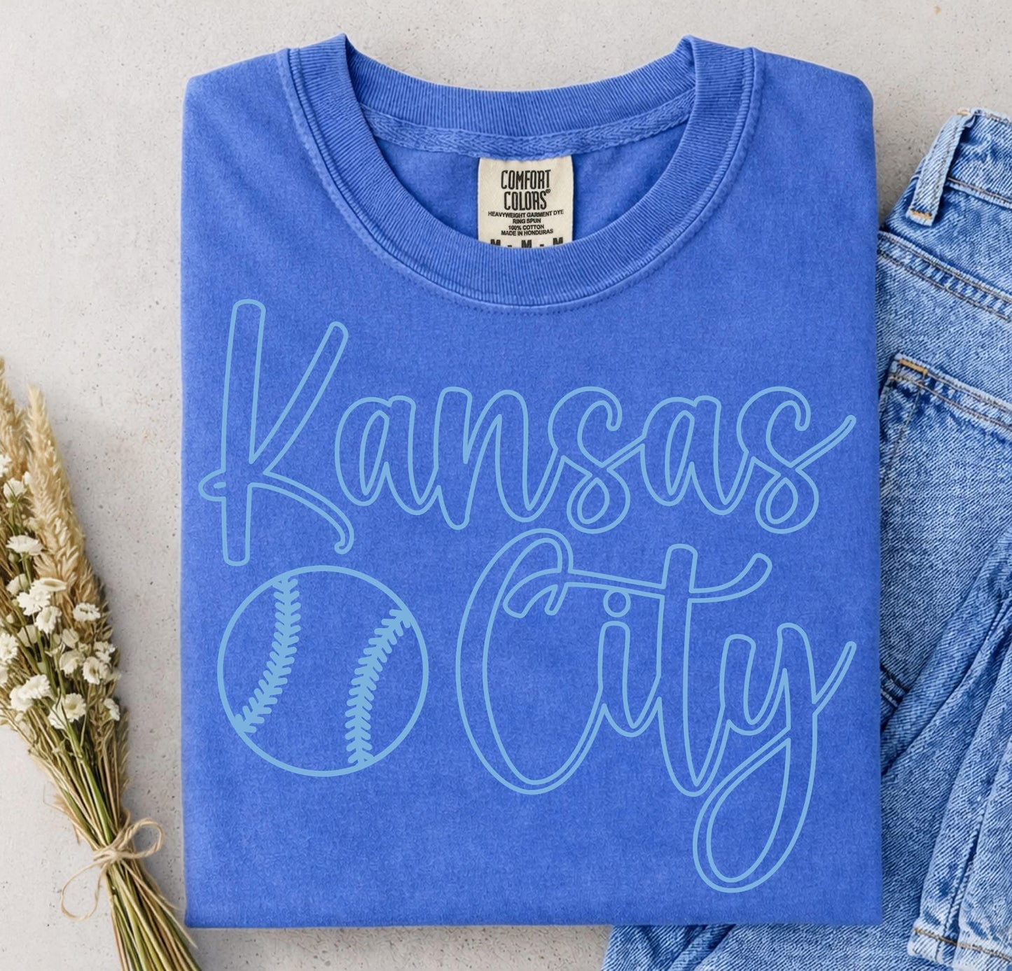 **DEAL OF THE DAY** Monochromatic Kansas City Baseball Flo Blue Tee