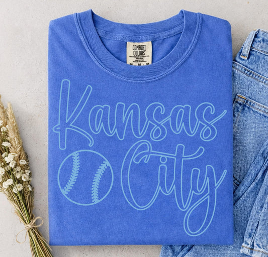 **DEAL OF THE DAY** Monochromatic Kansas City Baseball Flo Blue Tee