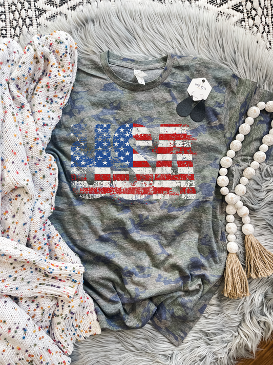 **DEAL PRICE** Grunge USA Stars & Stripes Camo Tee