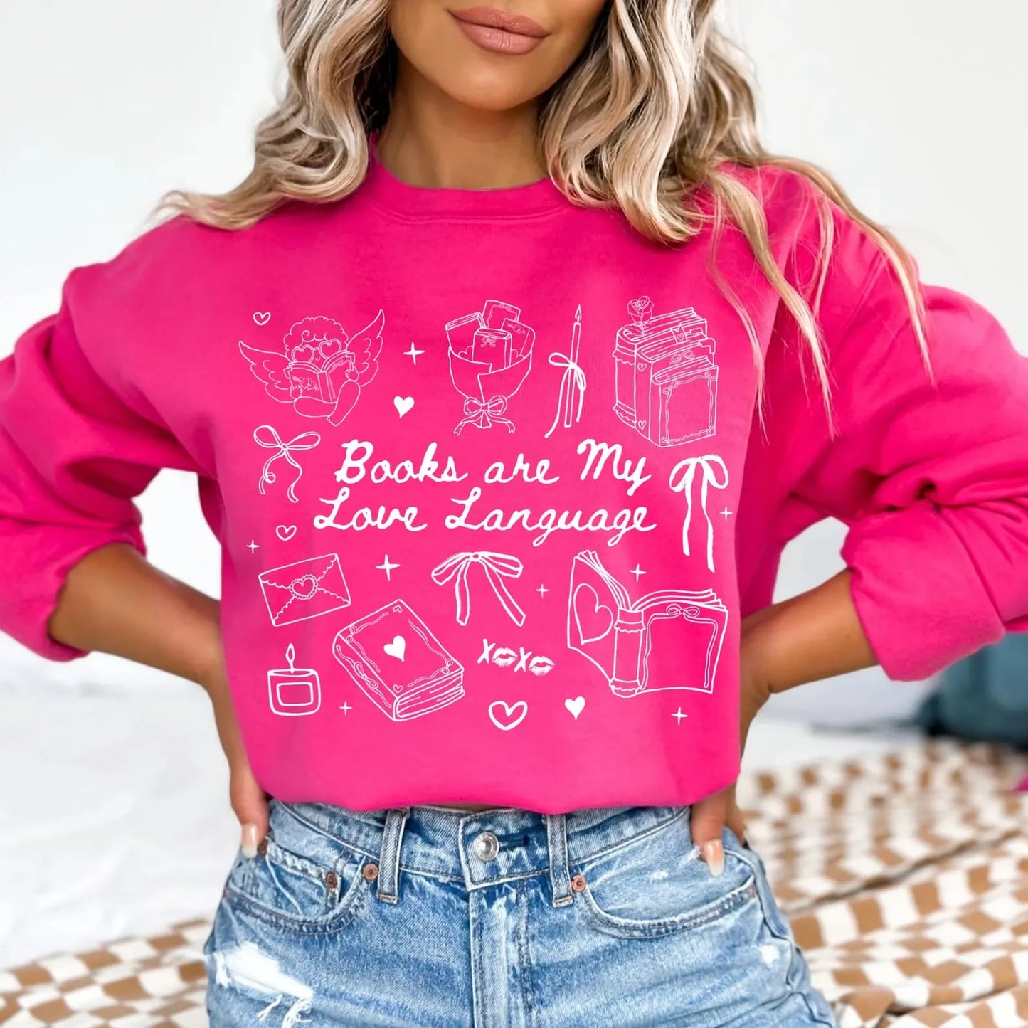 White Books Are My Love Language Heliconia Sweatshirt