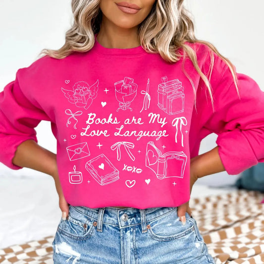 White Books Are My Love Language Heliconia Sweatshirt