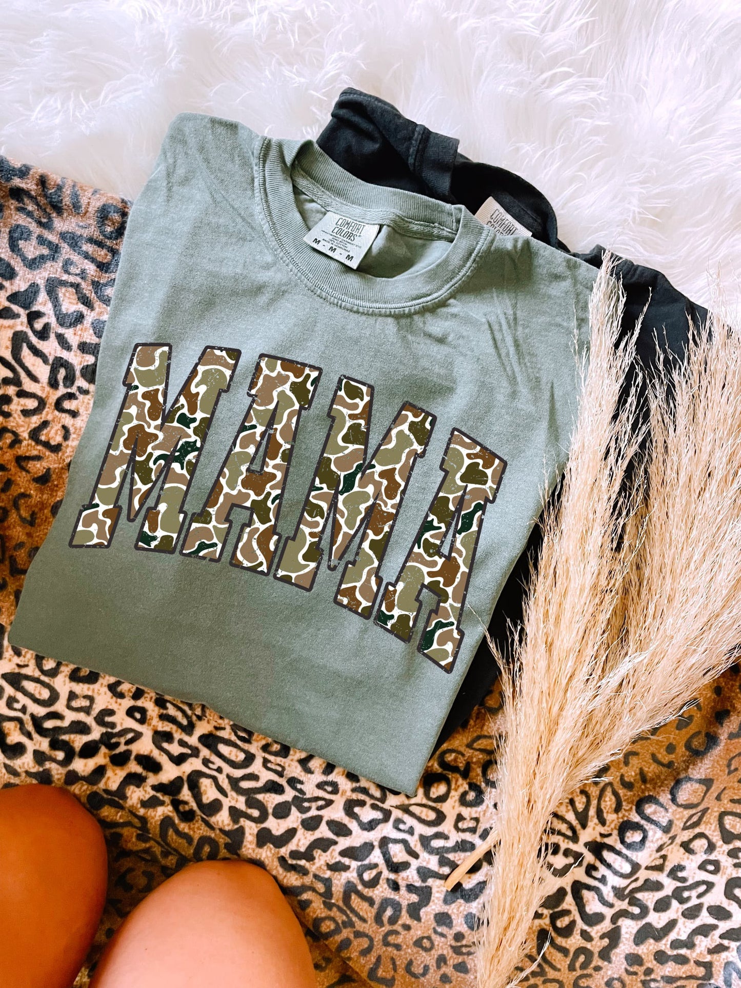 Camo Mama Distressed Moss Tee