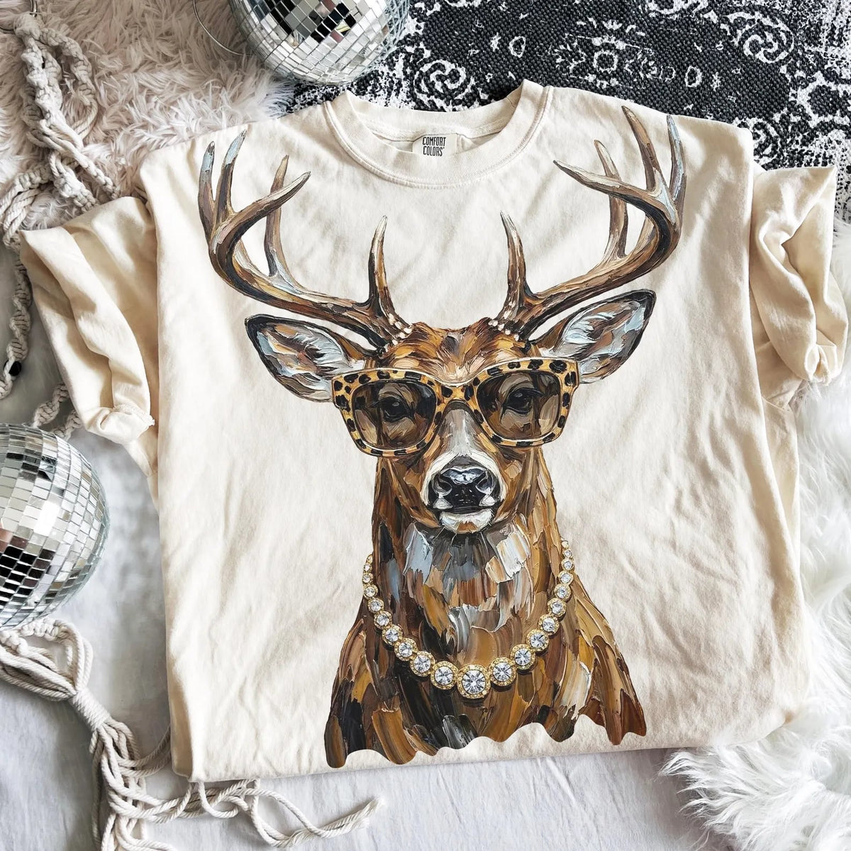 Glam Deer Ivory Tee