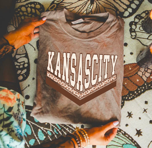 **DEAL OF THE DAY** Cream Kansas City Football Stripes Espresso Tee