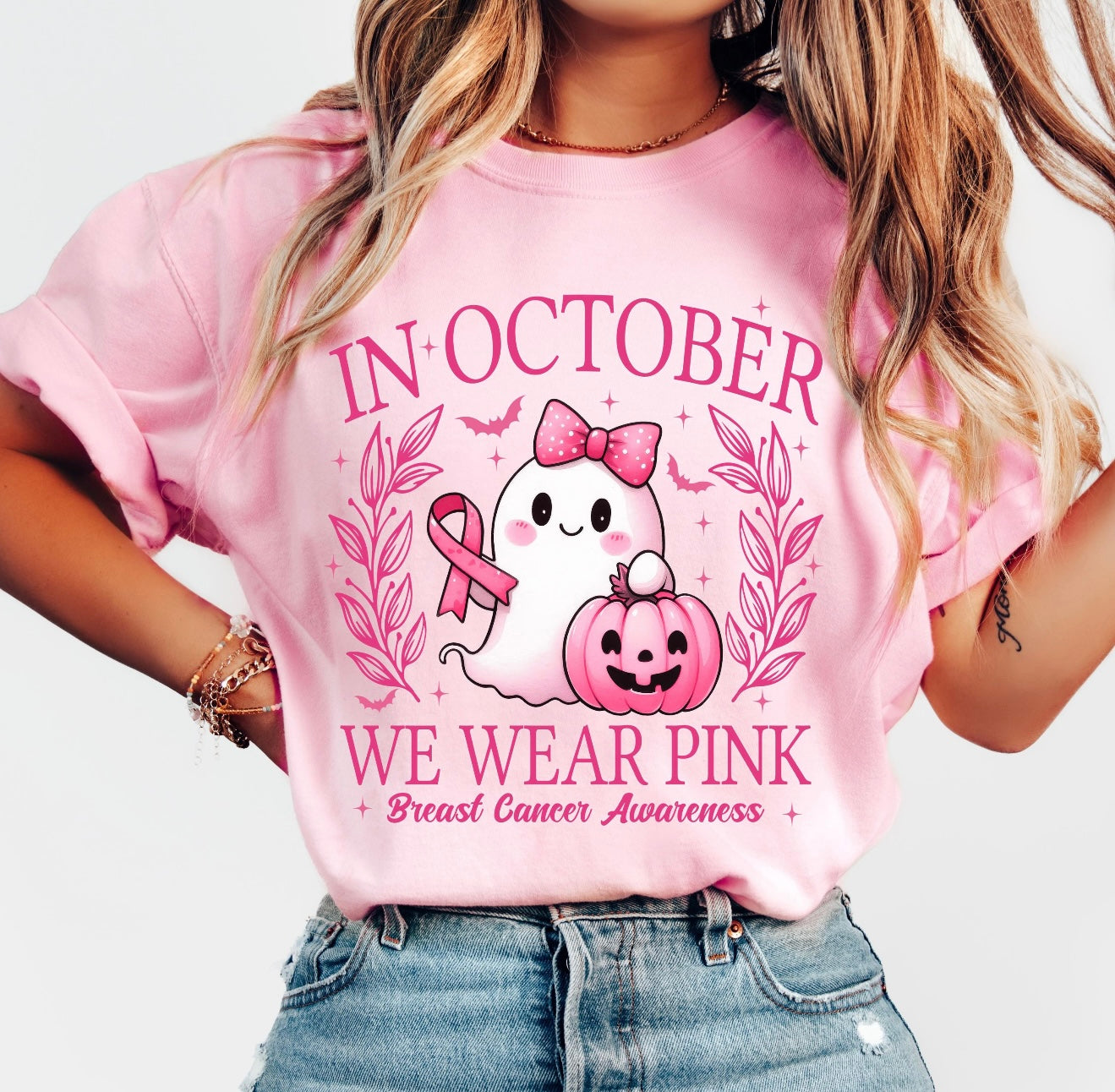Ghost Bow & Pumpkin Pink Tee
