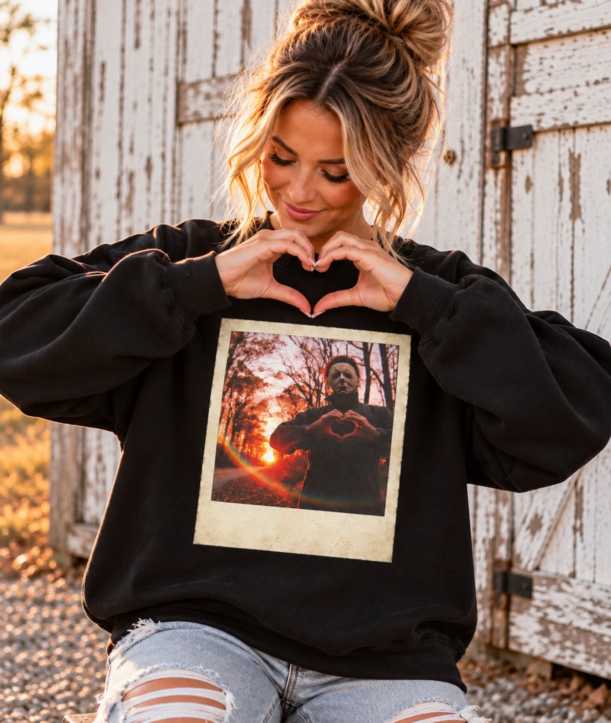 **DEAL OF THE DAY** Vintage Halloween Heart Hands Black Sweatshirt