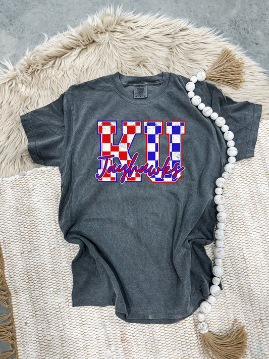 Red, White & Blue Checkered Pepper Tee