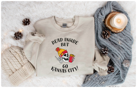 **HALFTIME DEAL** Dead Inside But Go Kansas City Sand Sweatshirt