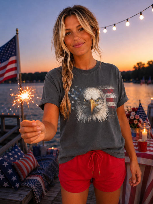 **DEAL OF THE DAY** Halftone American Flag Eagle Pepper Tee