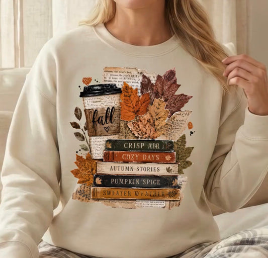 **DEAL OF THE DAY** Fall Cozy Book List Sand Sweatshirt