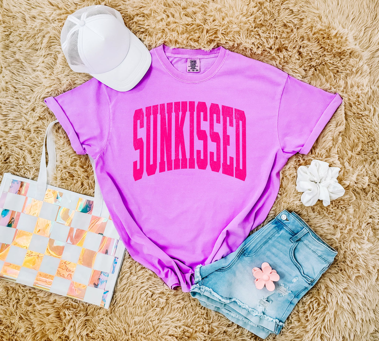 Bright Pink Distressed Sunkissed Neon Violet Tee