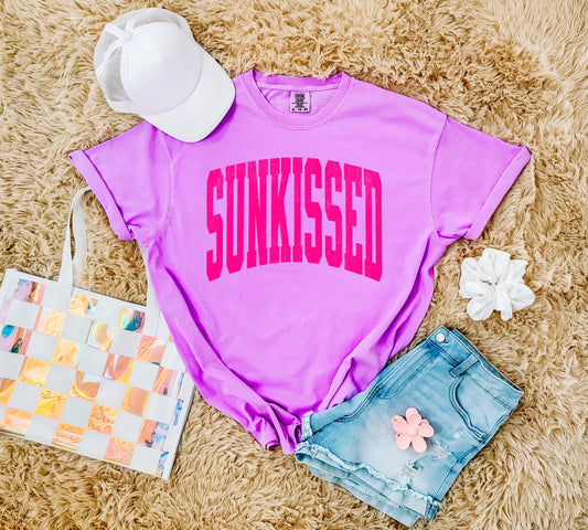 Bright Pink Distressed Sunkissed Neon Violet Tee