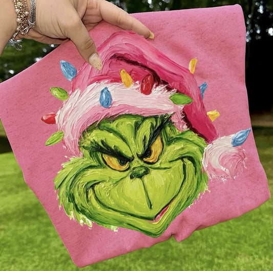 **CHRISTMAS IN JULY** Hand Painted Christmas Lights Crunchberry Tee
