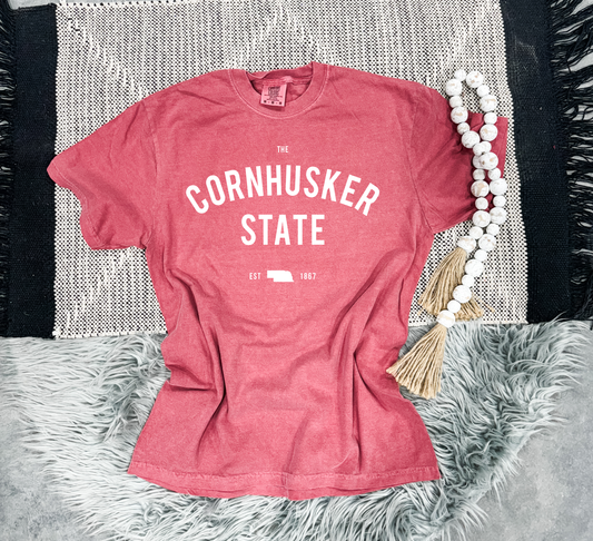 White The Cornhusker State Crimson Tee