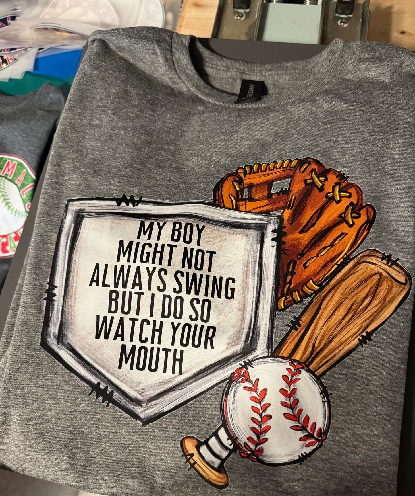 Baseball Swing Heather Graphite Tee