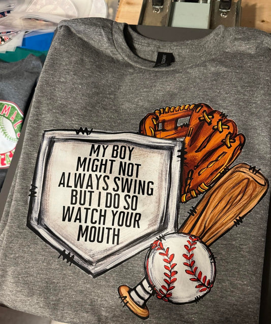 Baseball Swing Heather Graphite Tee