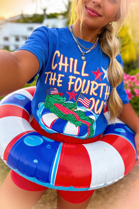Chill The Fourth Out Flo Blue Tee