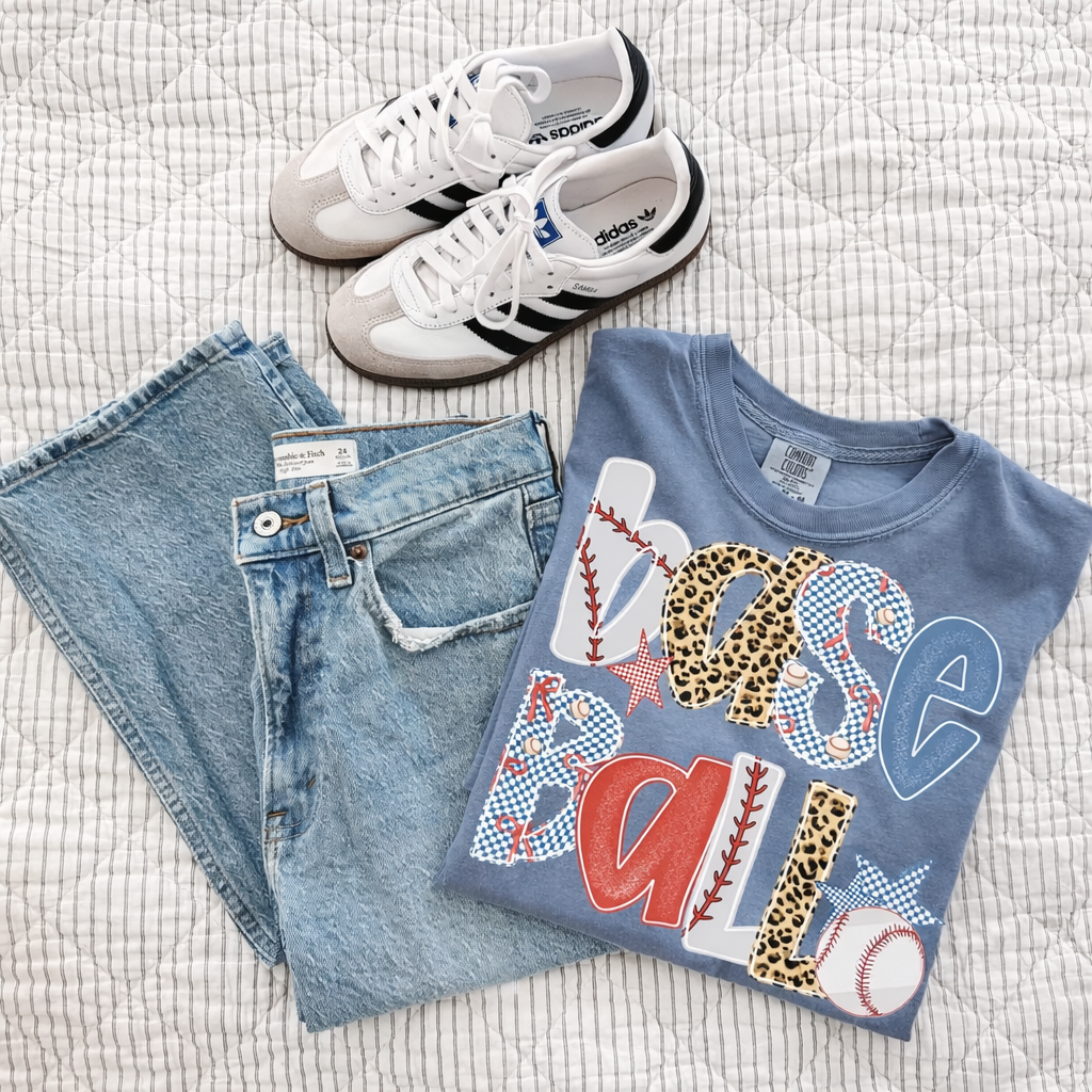 Pattern Baseball Blue Jean Tee