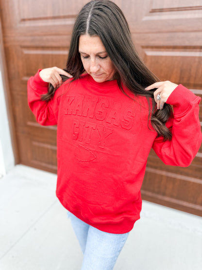 **READY TO SHIP** Embossed Kansas City Arrowhead Red Sweatshirt