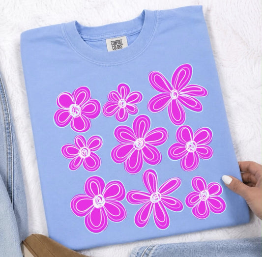Pink Daisies Chambray Tee