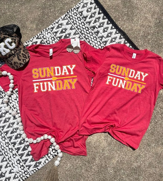 **HALFTIME DEAL** Sunday Funday White Arrowhead Heather Red Tee