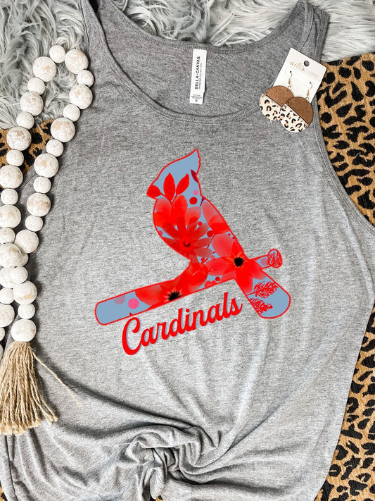Floral Cardinal Charcoal Tank Top