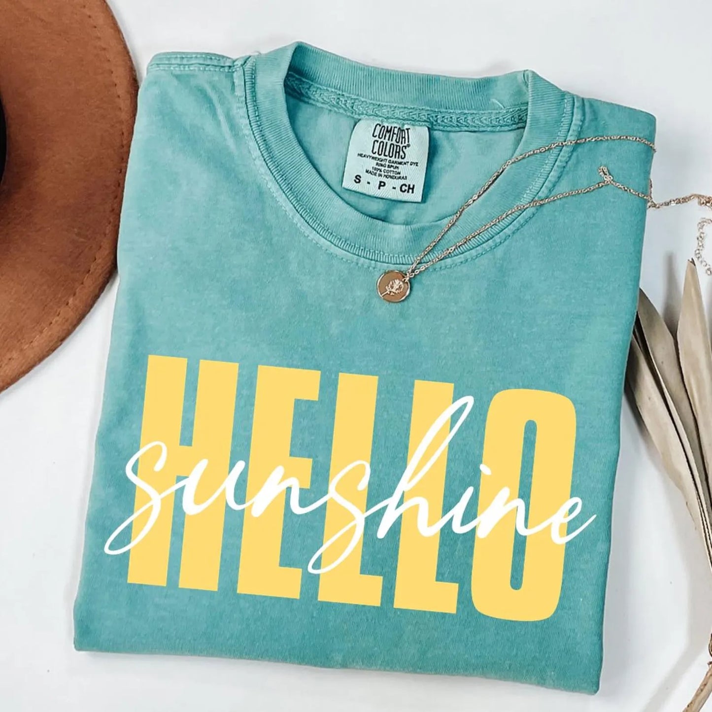 Yellow & White Hello Sunshine Seafoam Tee