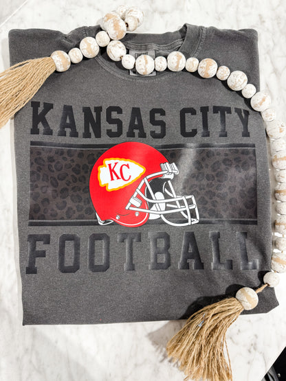 **HALFTIME DEAL** Black Leopard Kansas City Football Pepper Tee