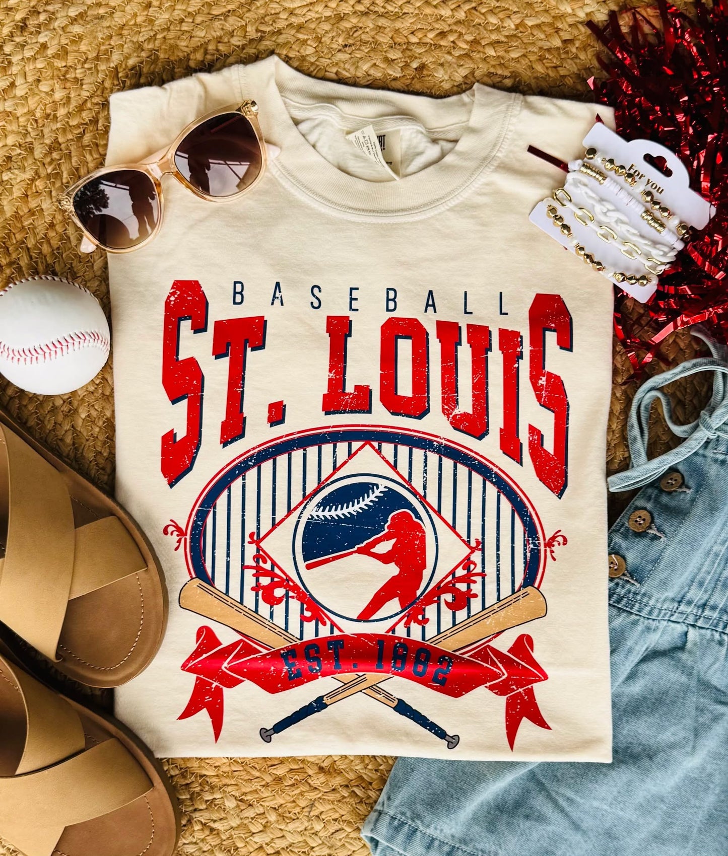 **DEAL OF THE DAY** STL Baseball Crossed Bats Ivory Tee