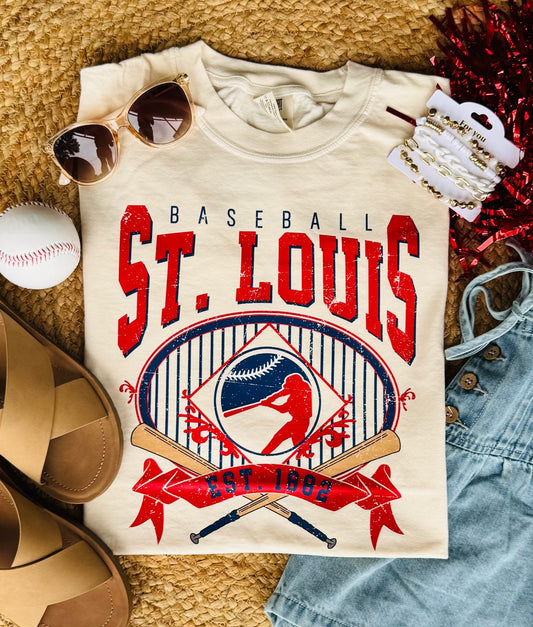 **DEAL OF THE DAY** STL Baseball Crossed Bats Ivory Tee