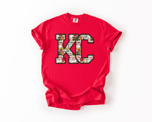 **HALFTIME DEAL** Helmet Collage KC Block Red Tee