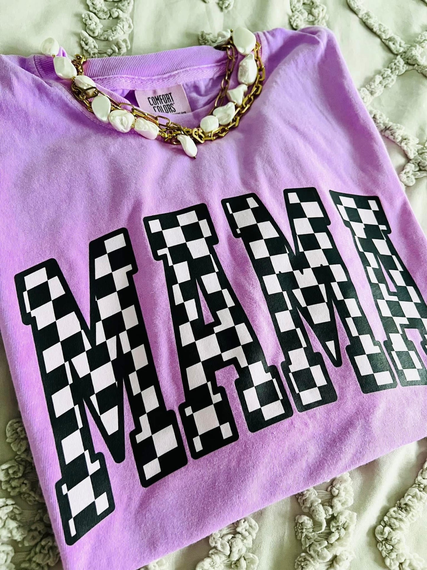Mama Black & White Checkered Color Options