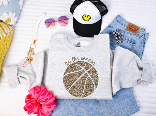 Tis The Season Leopard Basketball Ash Sweatshirt