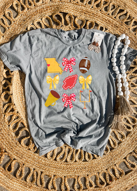 Arrow & Missouri Football Collage Grey Tee