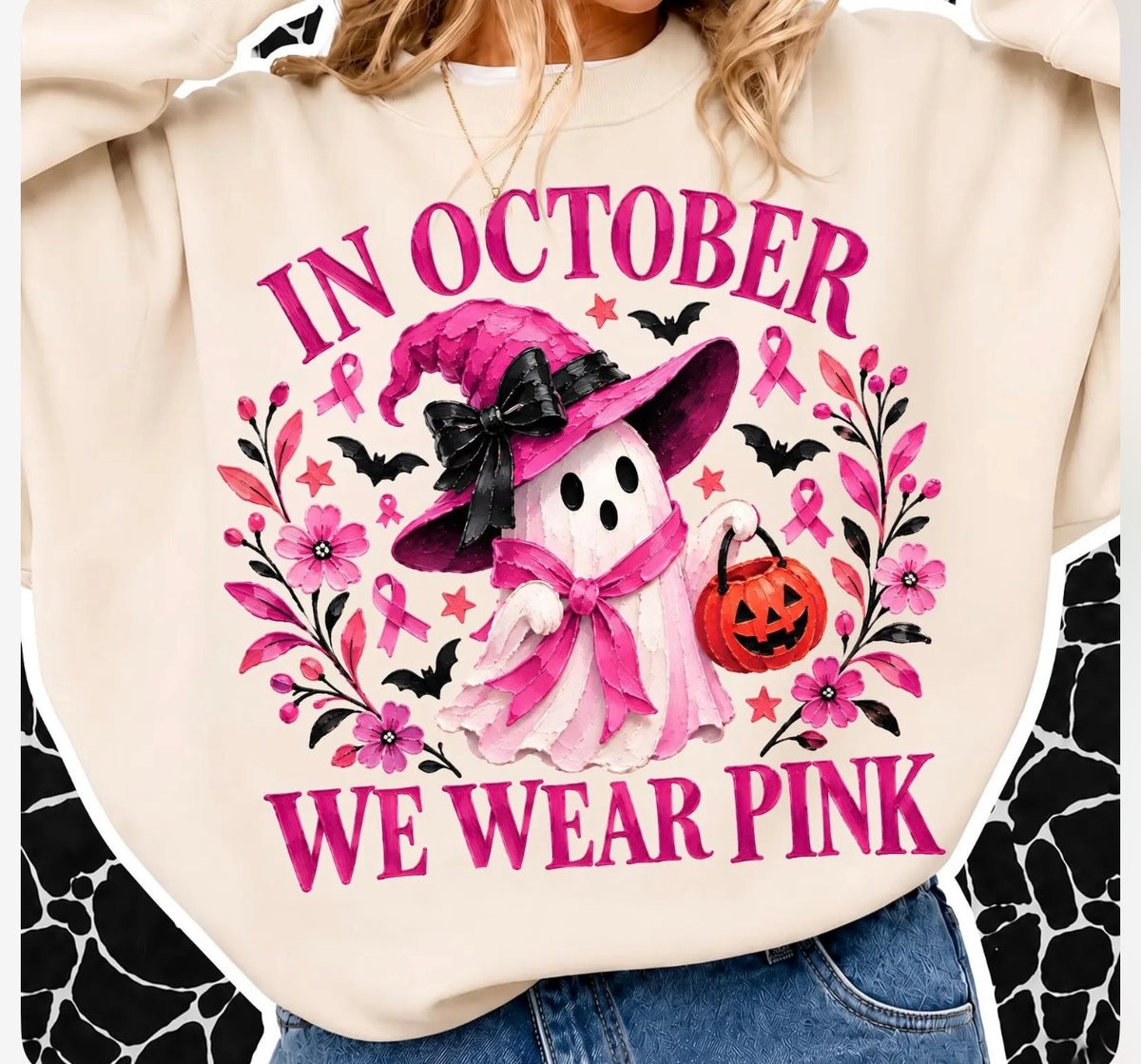 Pink Ribbon Spooky Season Sand Sweatshirt