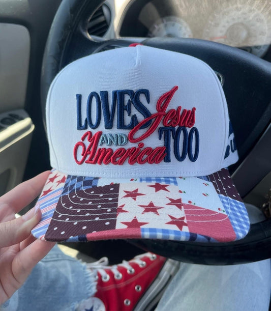*EMBROIDERED* Loves Jesus And America Too Hat