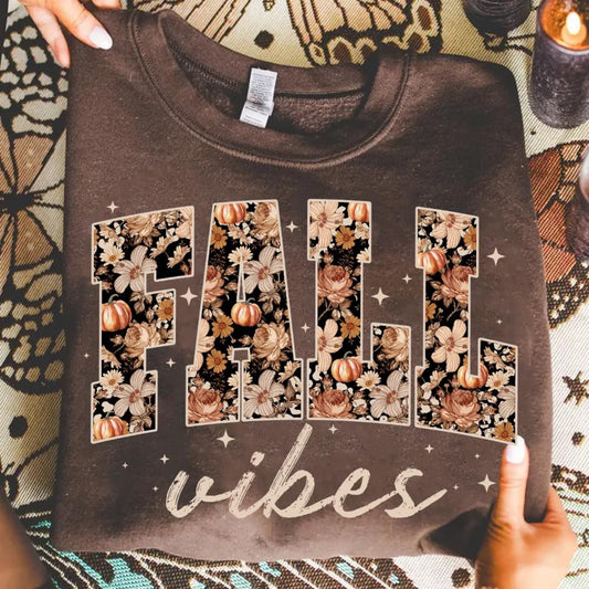 Black Floral Fall Vibes Chocolate Sweatshirt